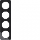 Рамка, R.1, 4-местная, стекло, цвет: черный 10142116