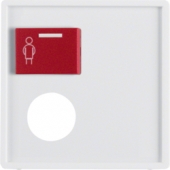 Центральная панель с верхней красной кнопкой вызова и с отверстием для контактного штыря, Q.1/Q.3, цвет: полярная белизна, с эффектом бархата 12176089