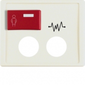 Центральная панель с красной кнопкой вызова и 2 отверстиями для контактного штыря, Arsys, цвет: белый, глянцевый 12180002