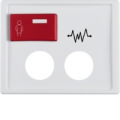 Центральная панель с красной кнопкой вызова и 2 отверстиями для контактного штыря, Arsys, цвет: полярная белизна, глянцевый 12180069