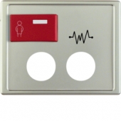 Центральная панель с красной кнопкой вызова и 2 отверстиями для контактного штыря, Arsys, цвет: стальной, лак 12189004
