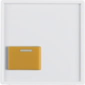 Центральная панель для квитирующего переключателя с желтой кнопкой, Q.1/Q.3, цвет: полярная белизна, с эффектом бархата 12526089