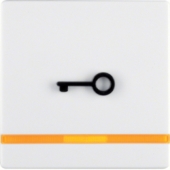 Клавиша выключателя с оранжевой линзой и выступающим символом «Дверь», Q.1/Q.3, цвет: полярная белизна, с эффектом бархата 16516069