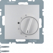 Регулятор температуры помещения с переключающим контактом и центральной панелью, S.1/B.3/B.7, цвет: алюминиевый, матовый 20261404