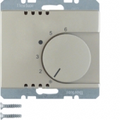 Регулятор температуры помещения с переключающим контактом и центральной панелью, Arsys, цвет: стальной, лак 20269004