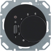 Регулятор температуры помещения с размыкающим контактом, центральной панелью, одноклавишным выключателем и светодиодом, R.1/R.3, цвет: черный 20302045
