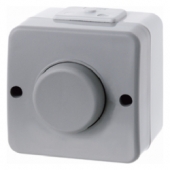 Поворотный диммер с "Soft"-регулировкой и регулирующей кнопкой цвет: светло-серый/серый, Aquatec IP44 289505