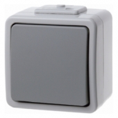 Одноклавишный выключатель цвет: светло-серый/серый, Aquatec IP44 307605