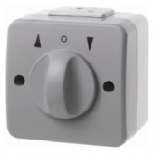Жалюзийный поворотный выключатель с вращающейся ручкой и надписью цвет: светло-серый/серый, Aquatec IP44 324225