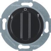 Жалюзийный поворотный выключатель с центральной панелью и вращающейся ручкой, Serie 1930/Glas/Palazzo, цвет: черный, глянцевый 381101