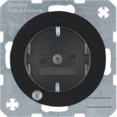 Штепсельная розетка SCHUKO с контрольной лампой, R.1/R.3, цвет: черный 41102045