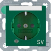 Штепсельная розетка SCHUKO с контрольной лампой, полем для надписи, S.1/B.3/B.7, цвет: зеленый, глянцевый 41108913