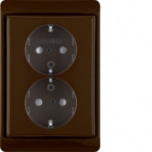 Двойная штепсельная розетка SCHUKO с рамкой, Arsys, цвет: коричневый, глянцевый 47290001
