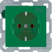 Штепсельная розетка SCHUKO с надписью, S.1/B.3/B.7, цвет: зеленый, матовый 47431903