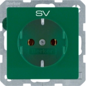 Штепсельная розетка SCHUKO с оттиском, с надписью "SV", Q.1/Q.3, цвет: зеленый, с эффектом бархата 47436003