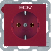 Штепсельная розетка SCHUKO с оттиском, с надписью "EDV", Q.1/Q.3, цвет: красный, с эффектом бархата 47436022
