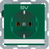 Штепсельная розетка SCHUKO с полем для надписи и оттиском EDV, с надписью "SV", Q.1/Q.3, цвет: зеленый, с эффектом бархата 47506013