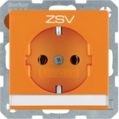 Штепсельная розетка SCHUKO с полем для надписи и оттиском EDV, с надписью "ZSV", Q.1/Q.3, цвет: оранжевый, с эффектом бархата 47506014