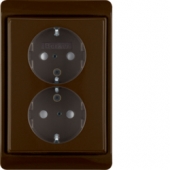 Двойная штепсельная розетка SCHUKO с рамкой, Arsys, цвет: коричневый, глянцевый 47530001