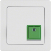 Квитирующая нажимная кнопка с рамкой, Q.1, цвет: полярная белизна, с эффектом бархата 52016089