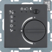 Регулятор температуры с кнопочным интерфейсом и встроенным шинным соединителем, Q.1/Q.3, цвет: антрацитовый, с эффектом бархата 75441126