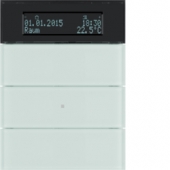 Клавишный сенсор B.IQ с регулятором температуры помещения, 3-канальный, стекло, цвет: полярная белизна 75663590