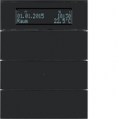 Клавишный сенсор B.IQ с регулятором температуры помещения, 3-канальный, стекло, цвет: черный 75663592