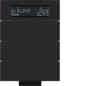 Инфракрасный клавишный сенсор B.IQ с регулятором температуры помещения, 3-канальный, стекло, цвет: черный 75663692