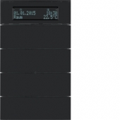 Клавишный сенсор B.IQ с регулятором температуры помещения, 4-канальный, стекло, цвет: черный 75664592