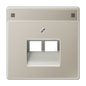 Крышка для сдвоенной телефонной и компютерной розетки  UAE с полем для надписи, благородная сталь ES2969-2NAUA