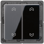 EnOcean выключатель двухклавишный в сборе, с символами, черный ENOA595MPSW